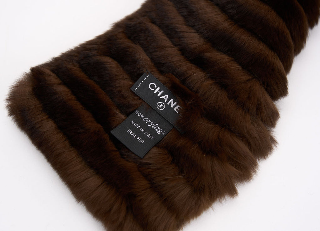 Chanel New Brown Orylag Fur CC Scarf
