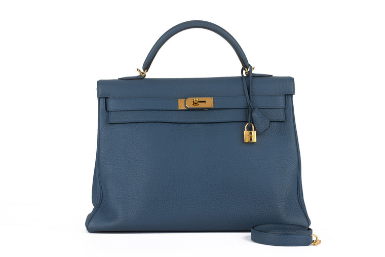 Hermès Blue Brighton Kelly Retourne 40