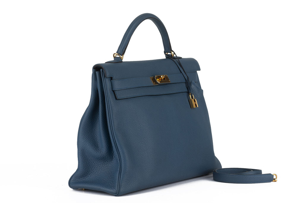Hermès Blue Brighton Kelly Retourne 40