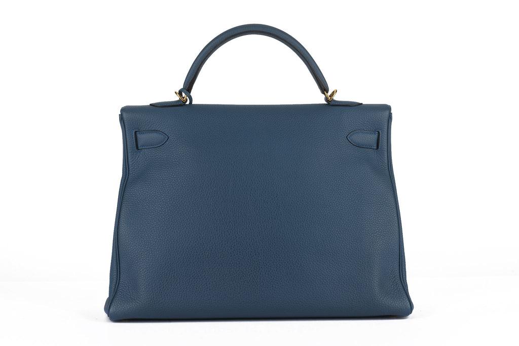 Hermès Blue Brighton Kelly Retourne 40