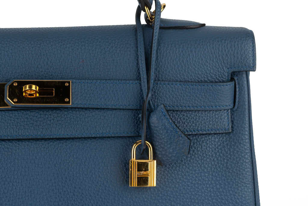 Hermès Blue Brighton Kelly Retourne 40