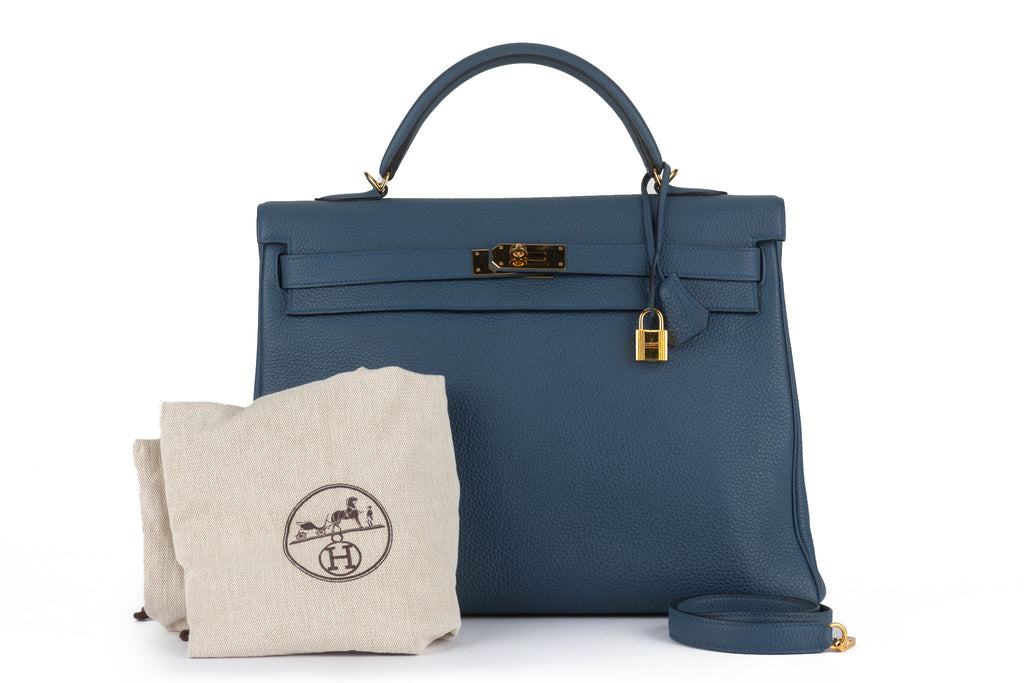 Hermès Blue Brighton Kelly Retourne 40