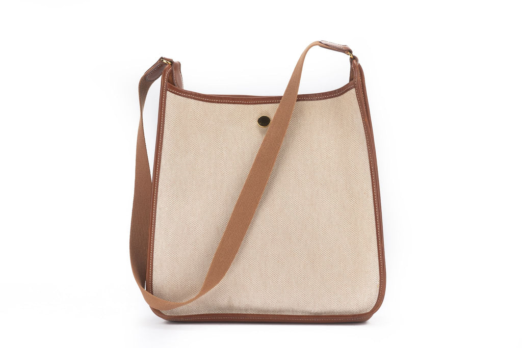 Hermès Toile and Gold Leather Vespa Bag