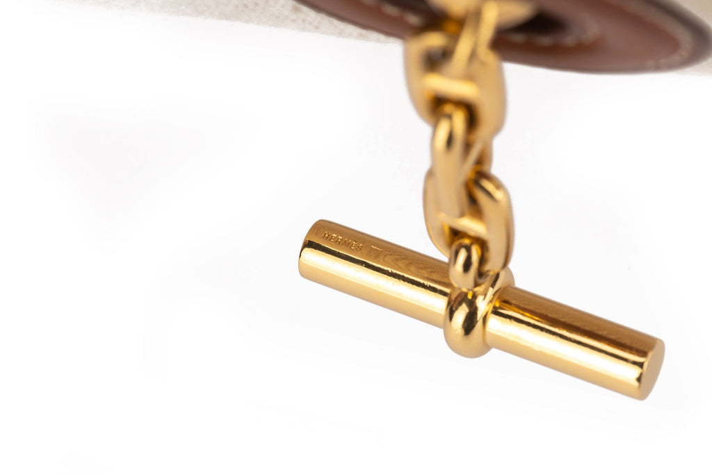 Hermès Toile and Gold Leather Vespa Bag