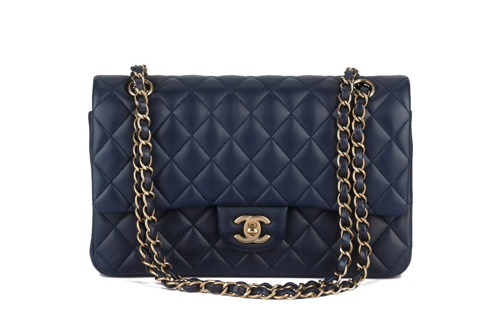 Chanel Navy Lambskin Double Flap Bag