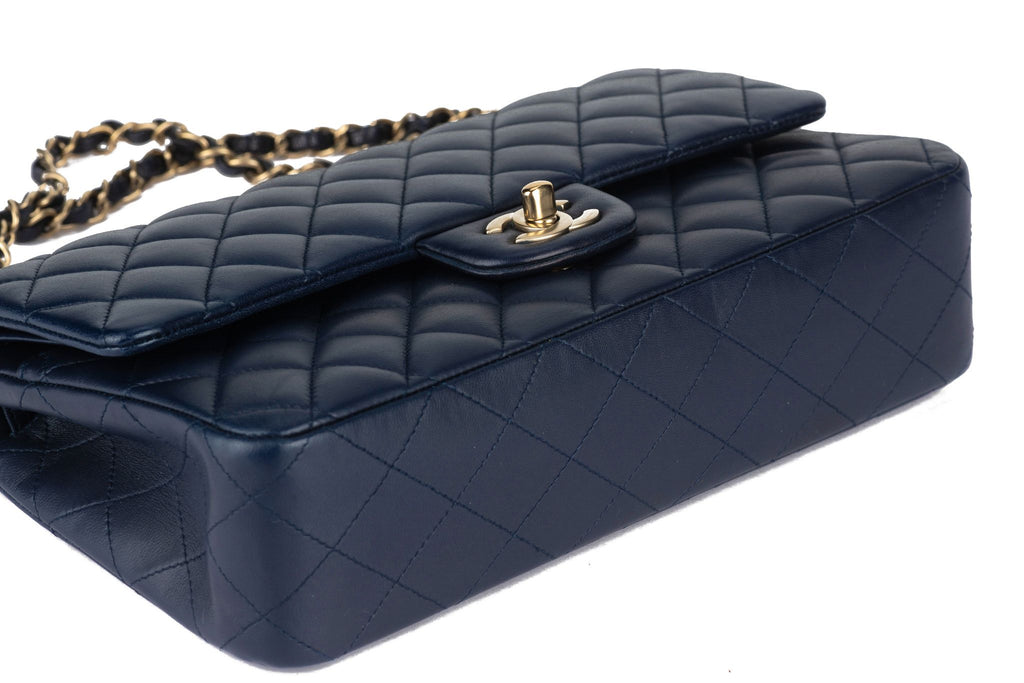 Chanel Navy Lambskin Double Flap Bag