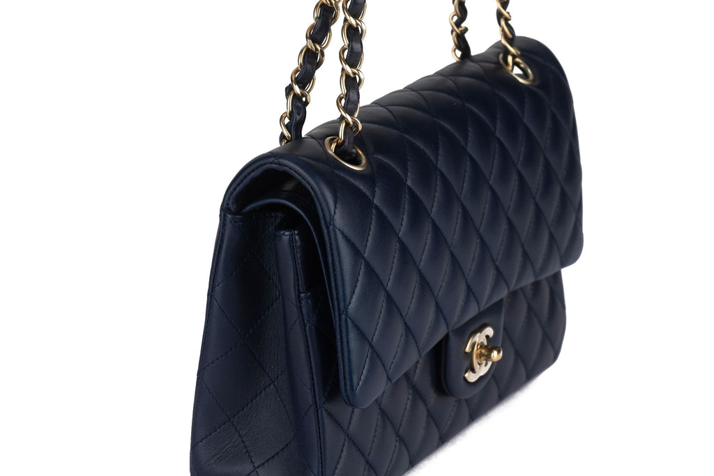 Chanel Navy Lambskin Double Flap Bag