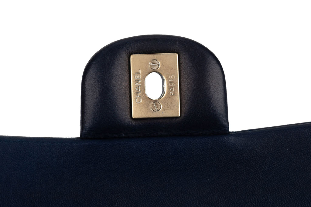 Chanel Navy Lambskin Double Flap Bag