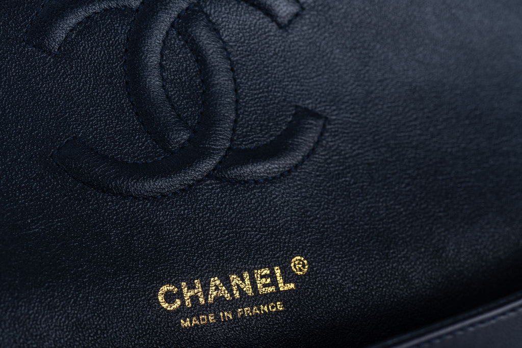 Chanel Navy Lambskin Double Flap Bag