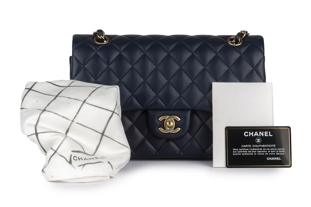 Chanel Navy Lambskin Double Flap Bag