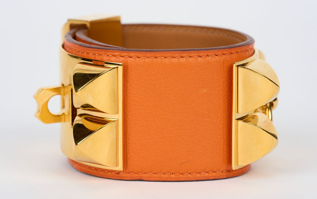 Hermès Orange Swift CDC Gold Bracelet