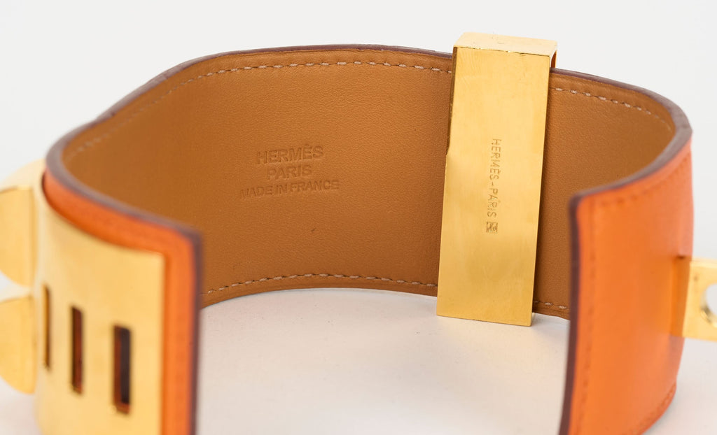 Hermès Orange Swift CDC Gold Bracelet