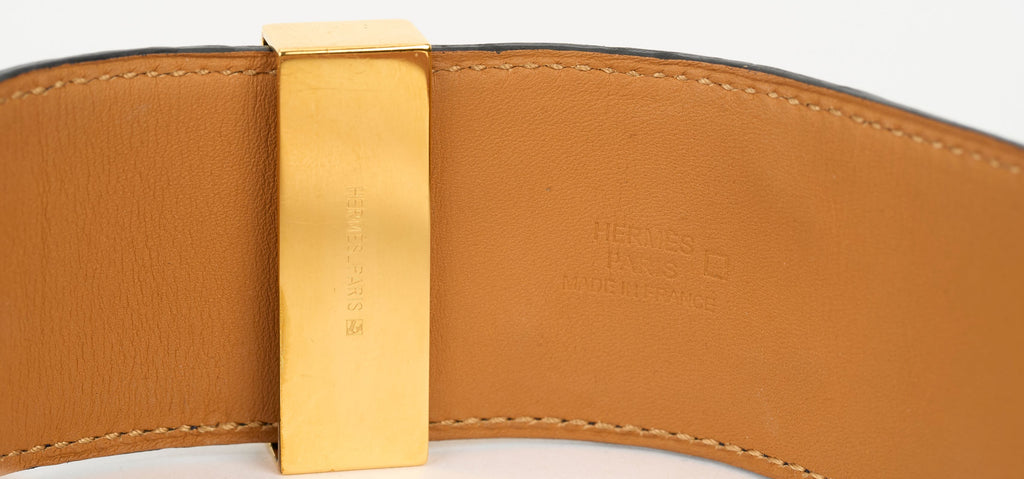 Hermès Blue Croc CDC Gold Bracelet