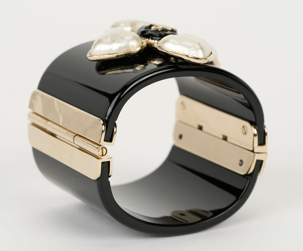 Chanel New Resin Pearl CC Cuff Bracelet