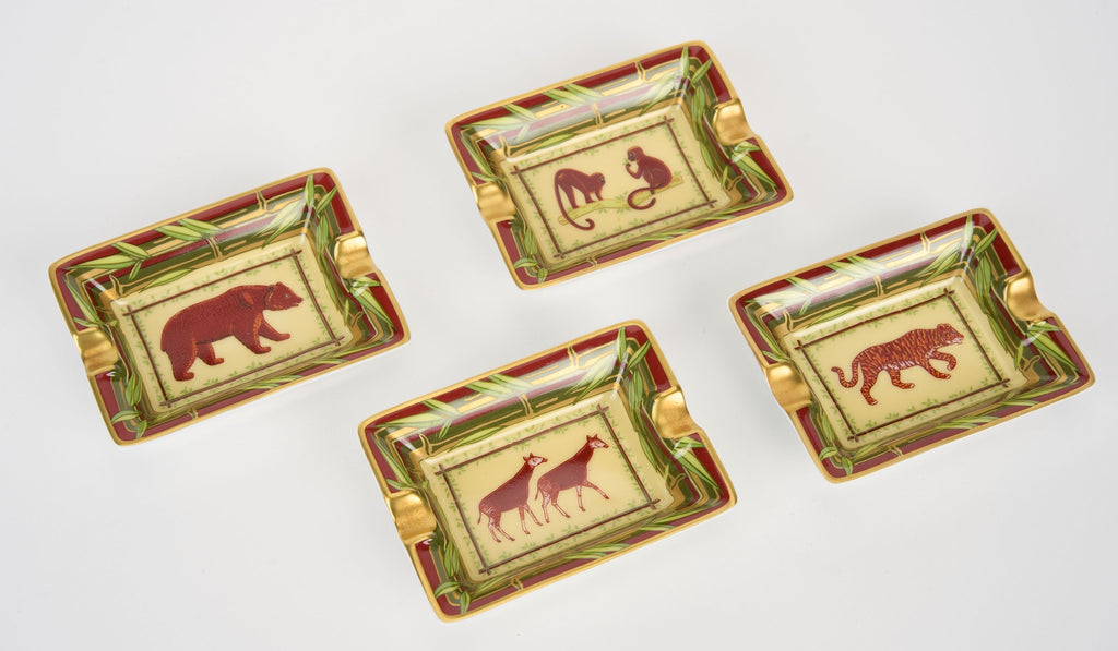 Hermès 4 Mini Jungle Porcelain Ashtrays