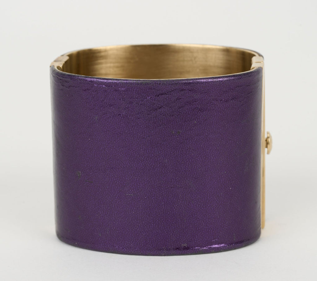 Chanel Purple Leather CC Cuff Bracelet