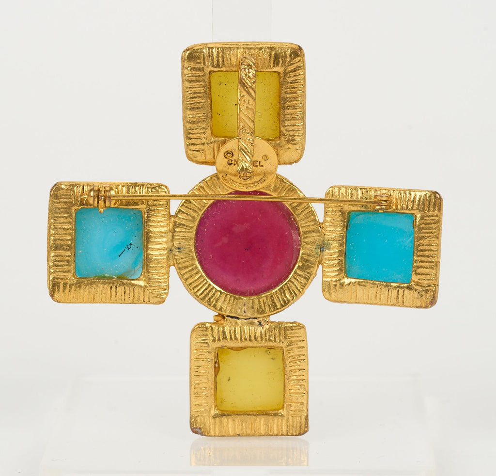 Chanel 70s Gripoix Cross Pin/Pendant