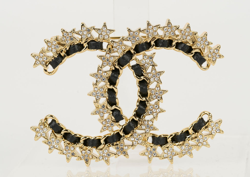 Chanel Stars & Leather CC Logo Pin