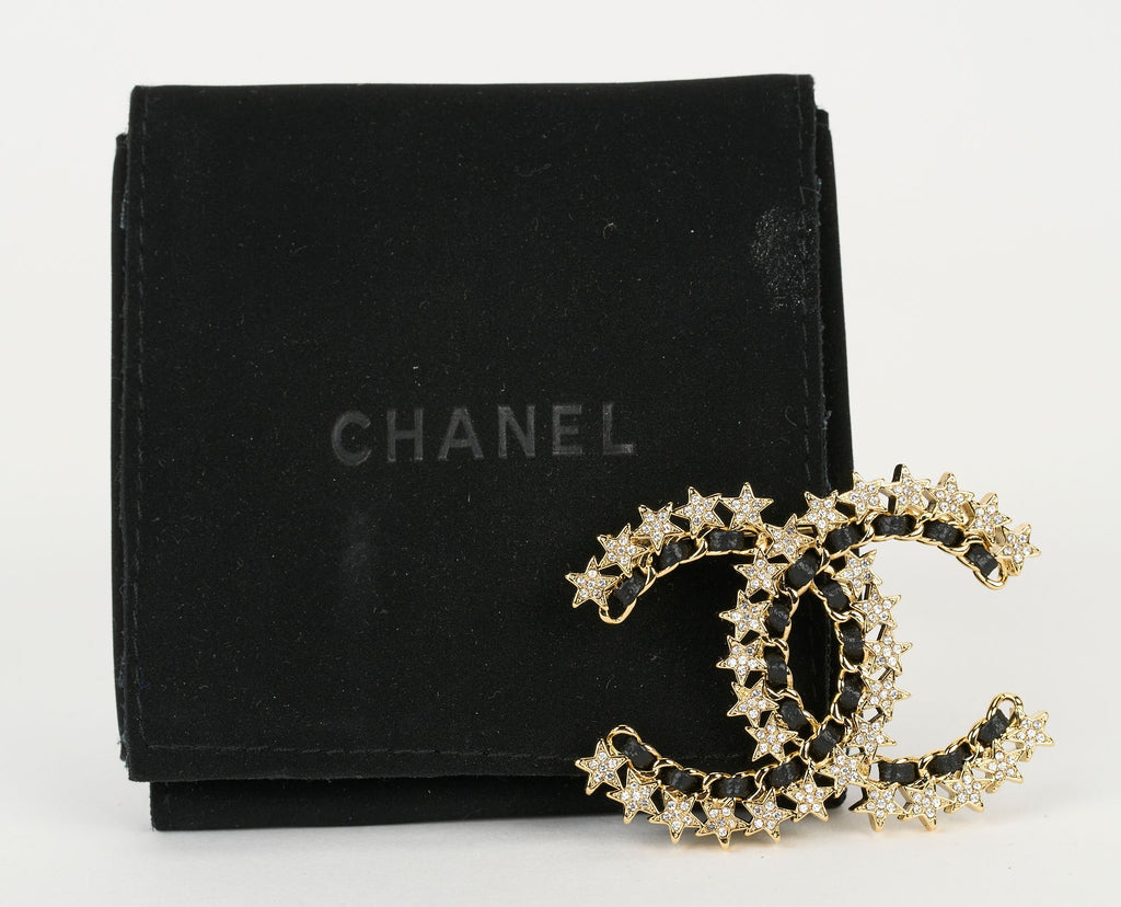 Chanel Stars & Leather CC Logo Pin