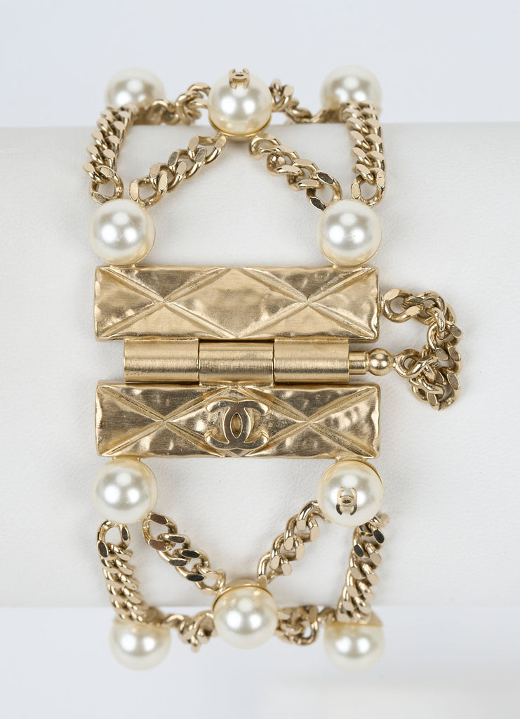 Chanel Light Gold Pearls Chain Bracelet