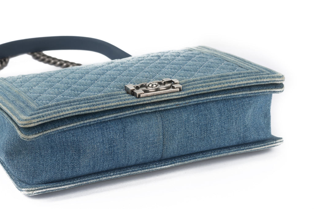 Chanel Denim Quilted Large Boy Flap Blue