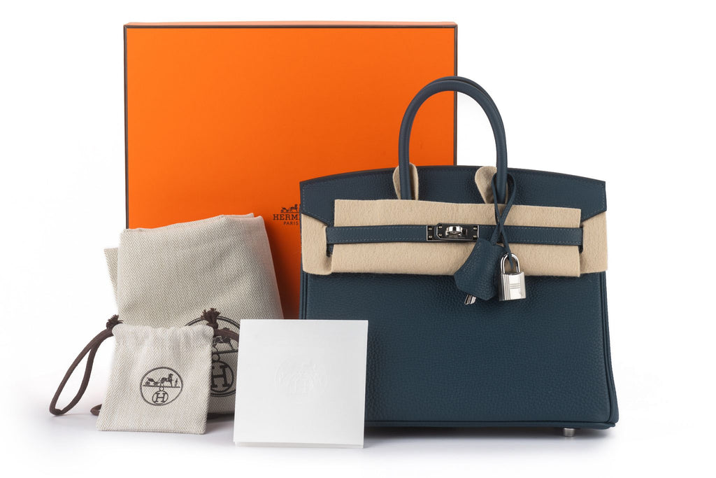 Hermès NEW Birkin 25 Togo Blue De Prusse