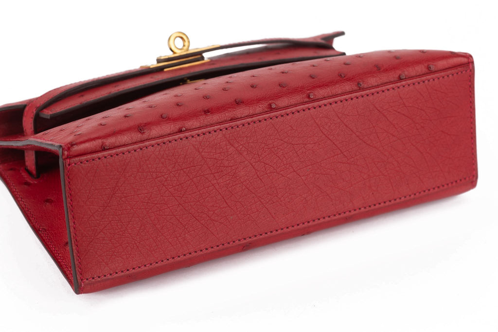 Hermès Ostrich Kelly Pochette Rouge
