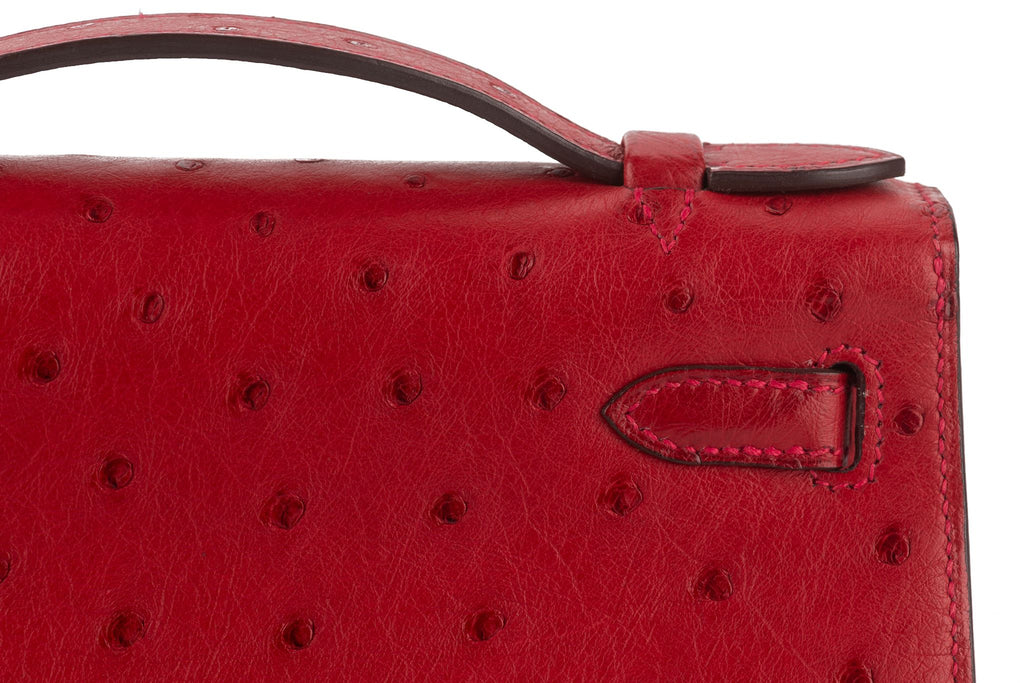 Hermès Ostrich Kelly Pochette Rouge