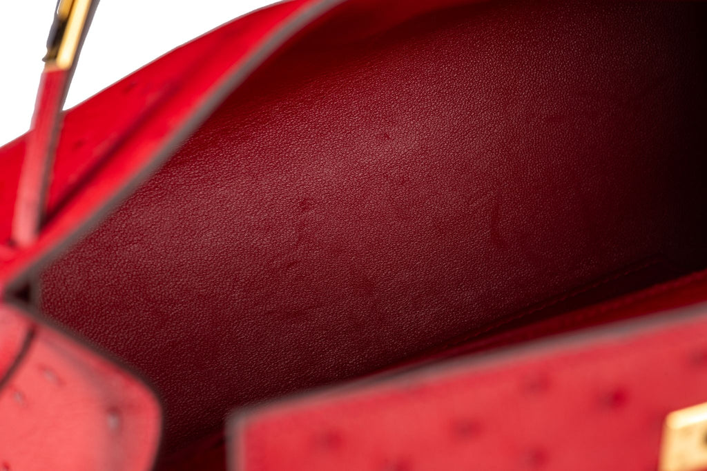 Hermès Ostrich Kelly Pochette Rouge