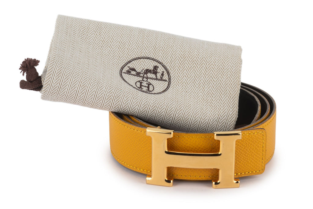 Hermès Reversible H Yellow Leather Belt
