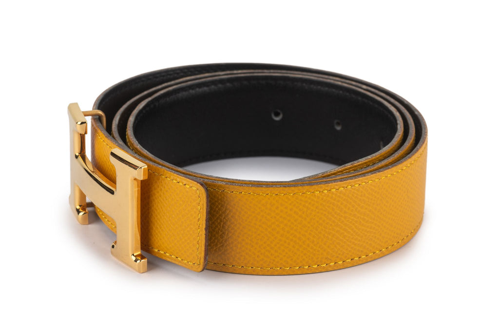 Hermès Reversible H Yellow Leather Belt