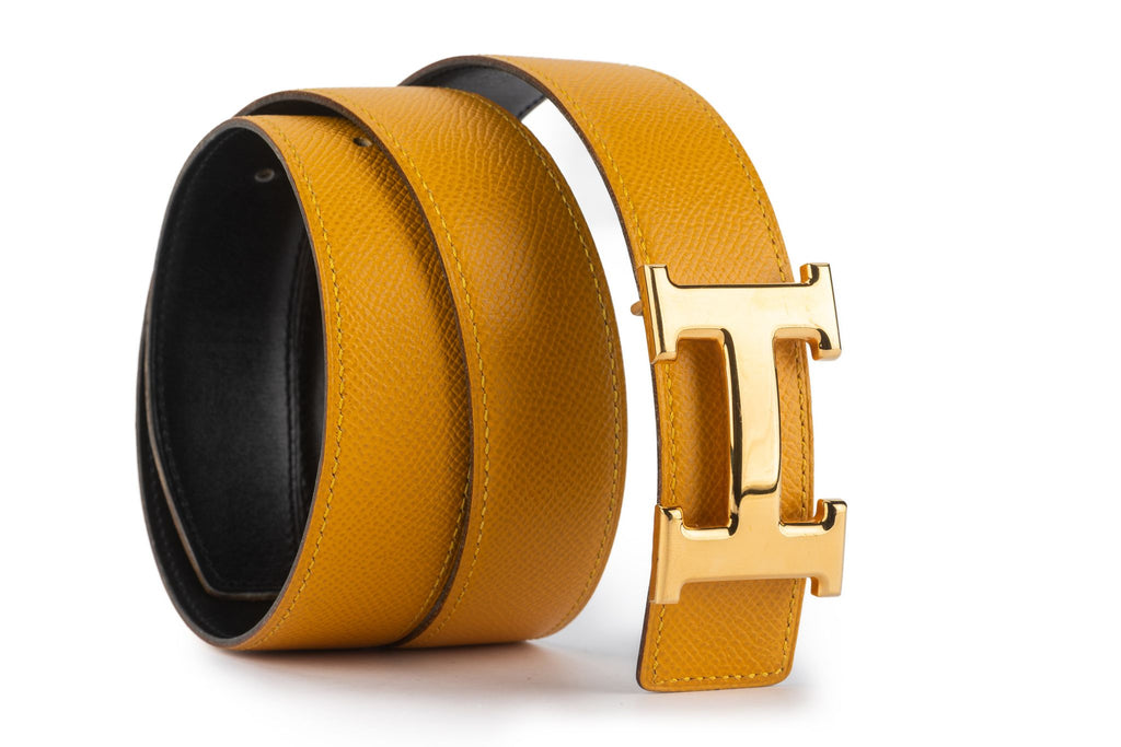 Hermès Reversible H Yellow Leather Belt