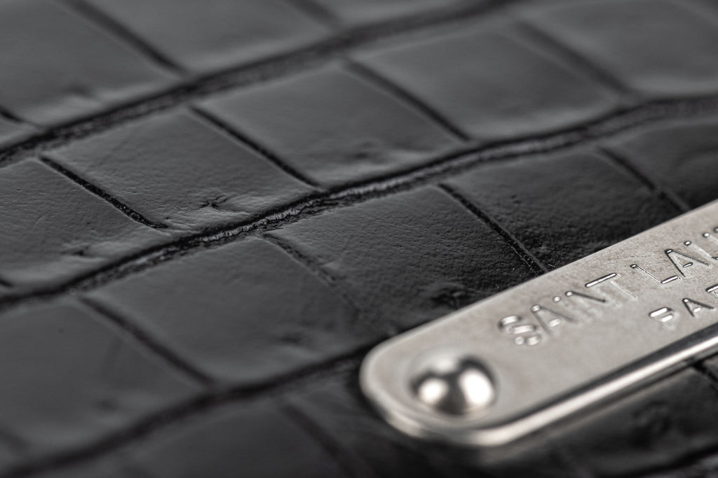 YSL New Black Croc Embossed Wallet