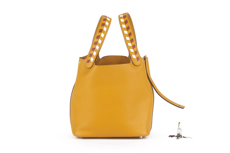 Hermès Tressage De Cuir Picotin Jaune