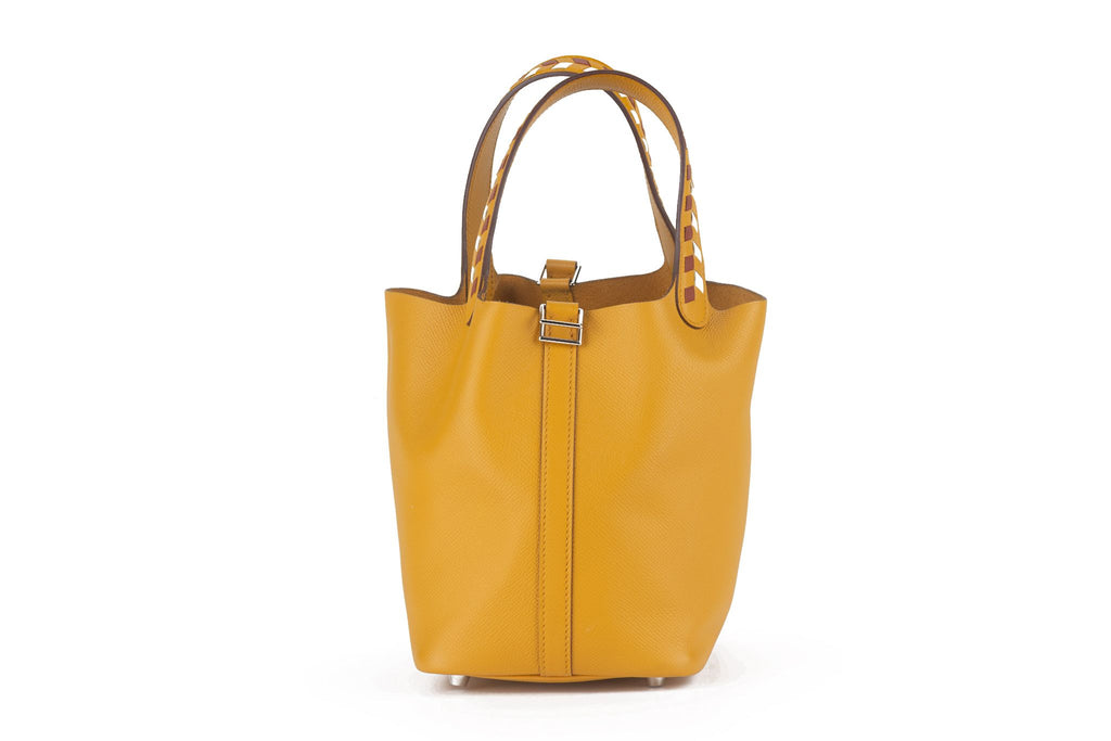 Hermès Tressage De Cuir Picotin Jaune