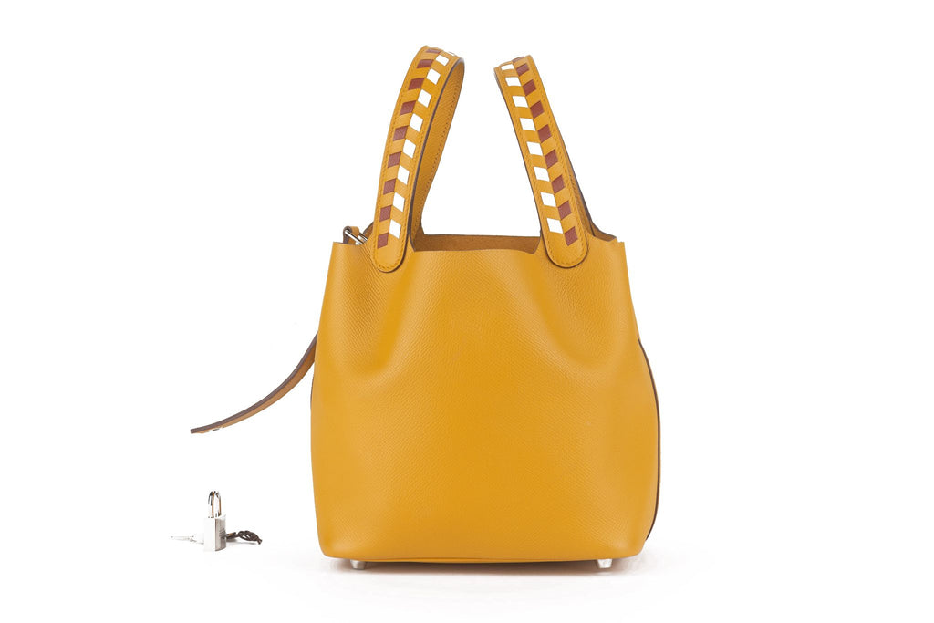 Hermès Tressage De Cuir Picotin Jaune