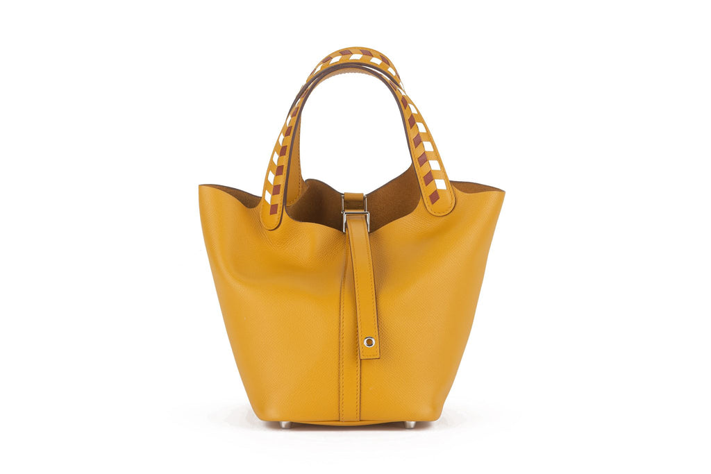 Hermès Tressage De Cuir Picotin Jaune
