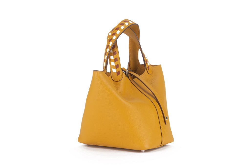 Hermès Tressage De Cuir Picotin Jaune