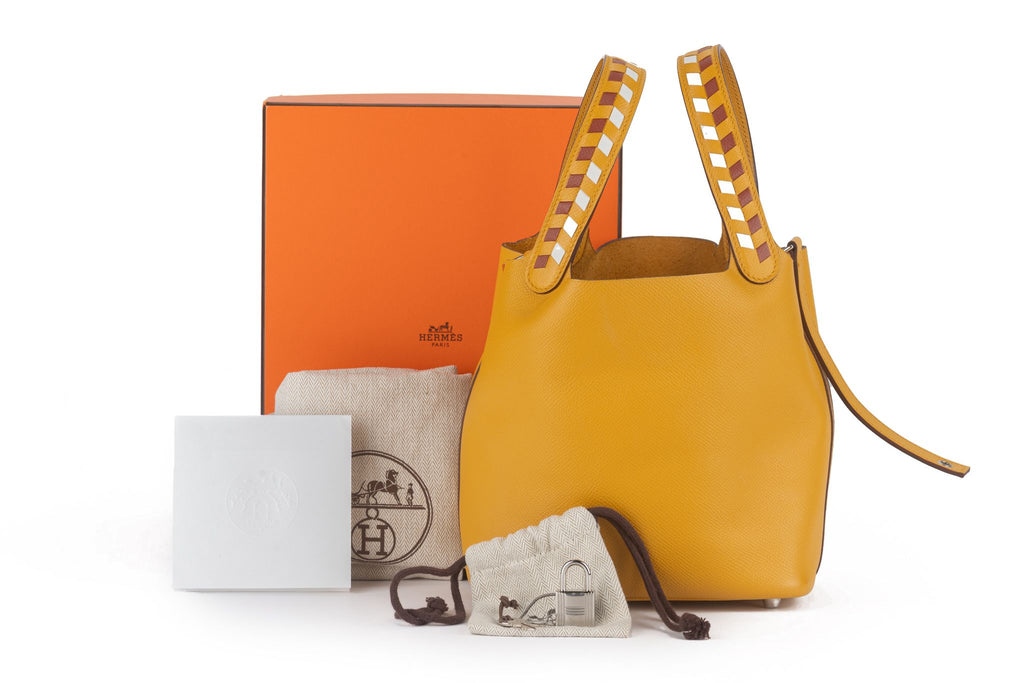 Hermès Tressage De Cuir Picotin Jaune