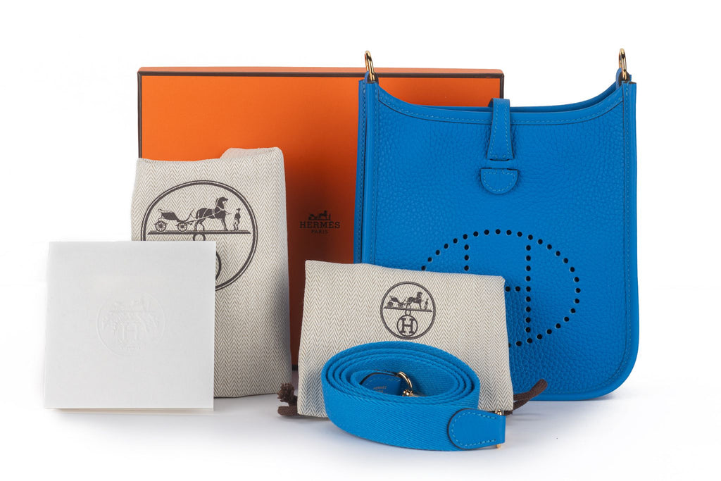 Hermès Mini Evelyne Blue De France NIB