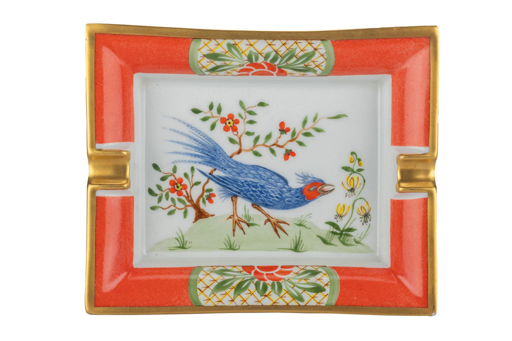 Hermès Blue Bird Gold Porcelain Ashtray