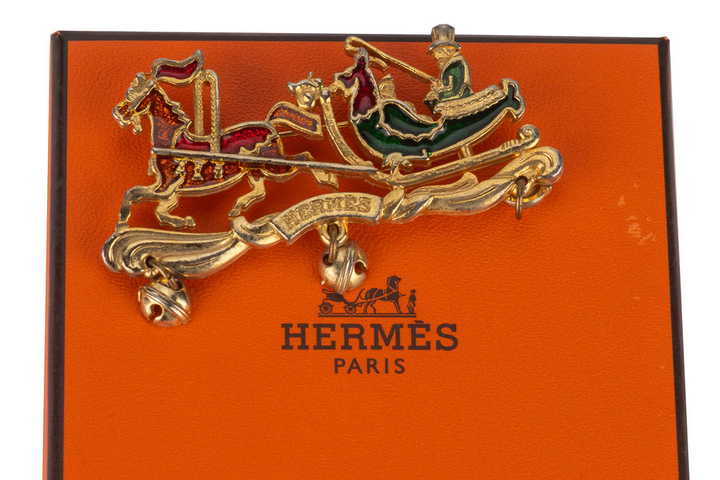 Hermès Cloisonne Carriage Sleigh Brooch