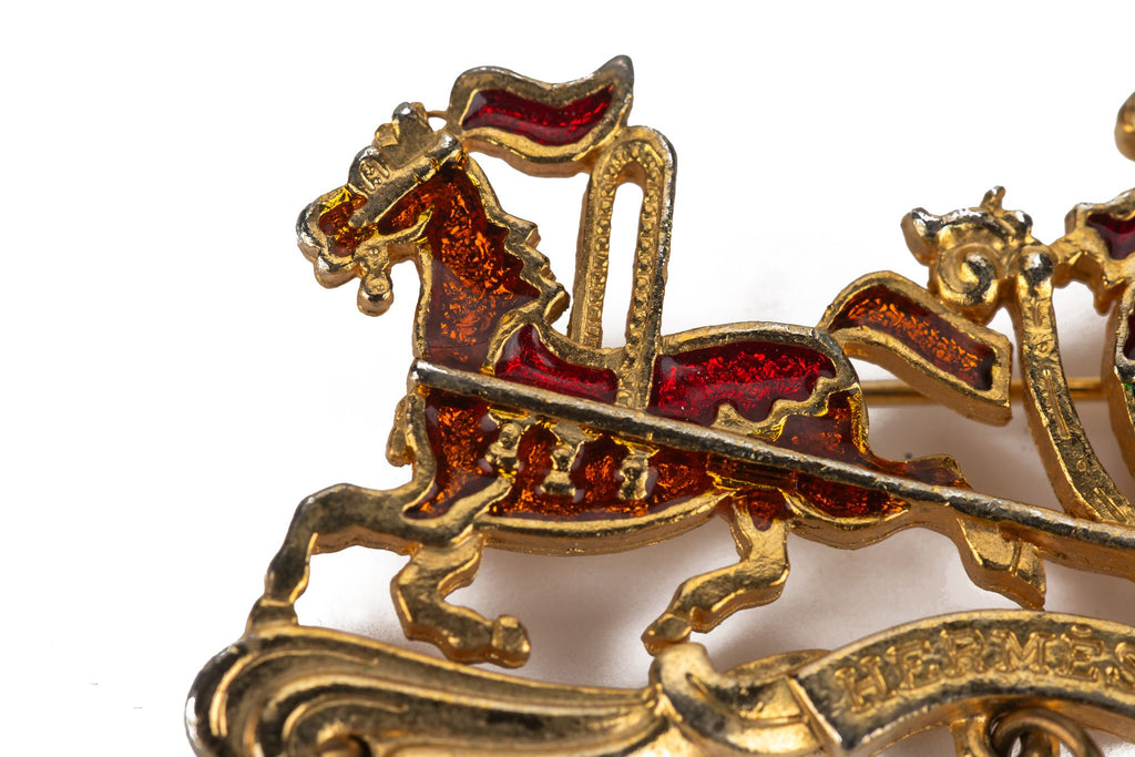 Hermès Cloisonne Carriage Sleigh Brooch