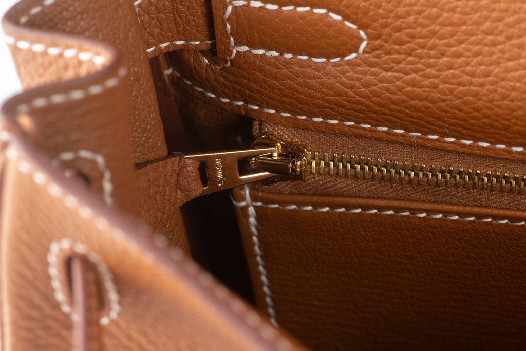 Hermès  New Kelly 25 Retournè Gold Togo