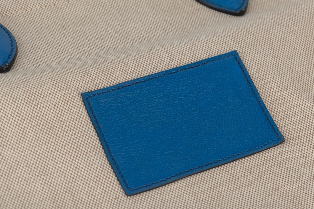 Hermès Kaba Tote Toile in Blue Leather
