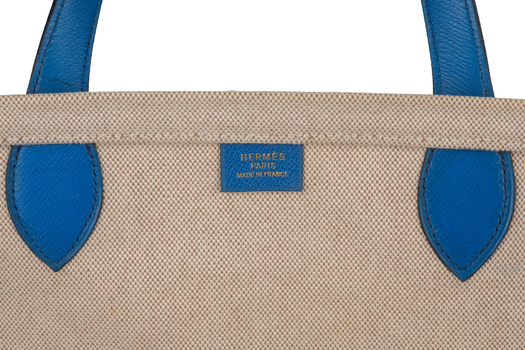 Hermès Kaba Tote Toile in Blue Leather