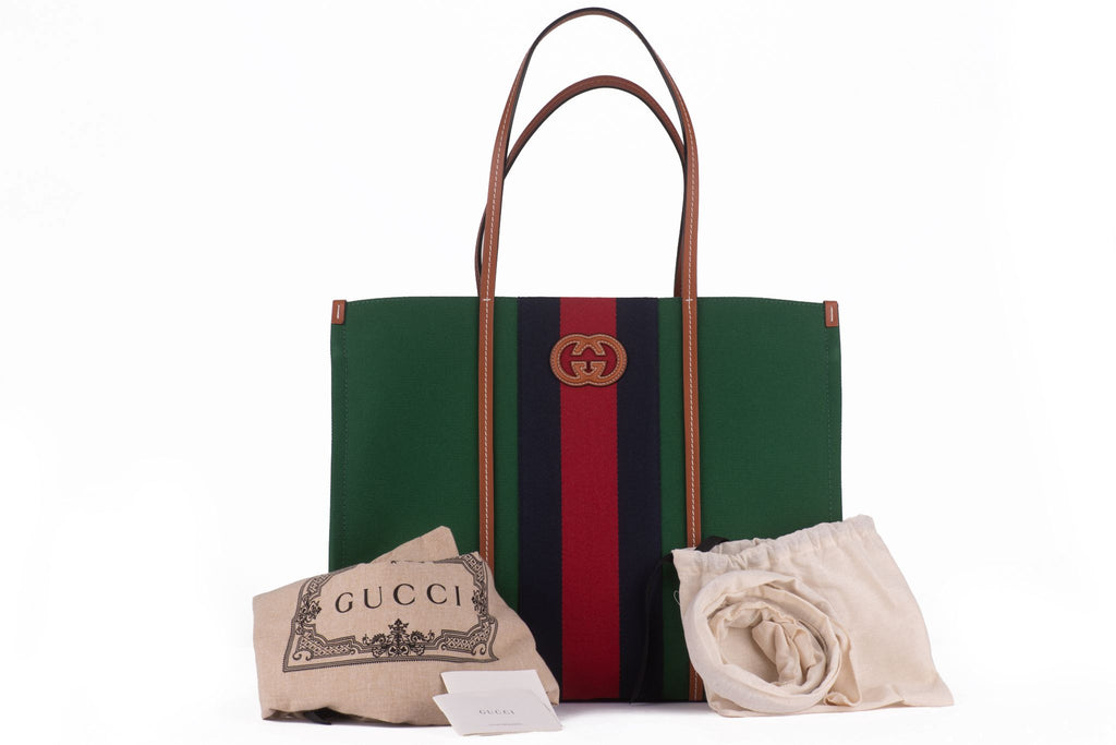 Gucci Interlocking G Green Tote Bag New