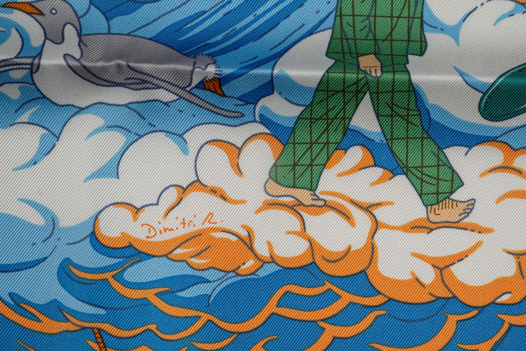 Hermès "Sur Mon Nuage" Red Silk Scarf NB