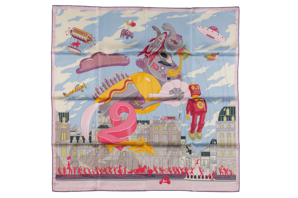 Hermès "Parade" Pink Silk Scarf NIB