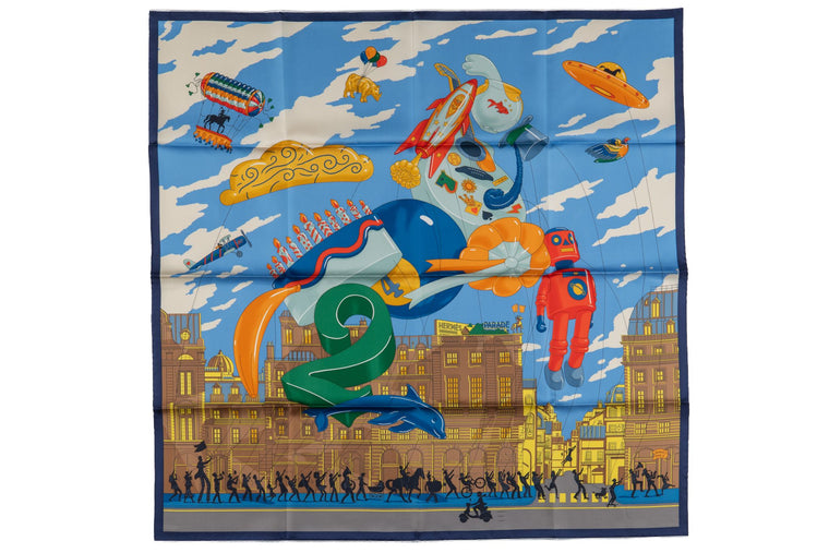 Hermès  Blue "Parade" Silk Scarf NIB